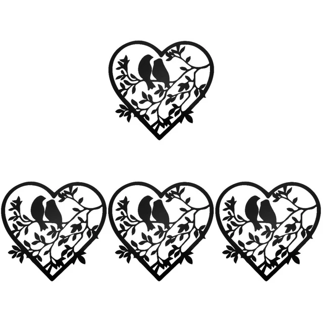 4x Metall Vogel Auf Baum Zweig Wand Vogel Skulptur Metall Vogel Zweig Zeichen
