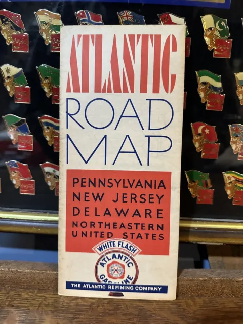 1931 Atlantic White Flash Road Map: Pennsylvania New Jersey Delaware USED