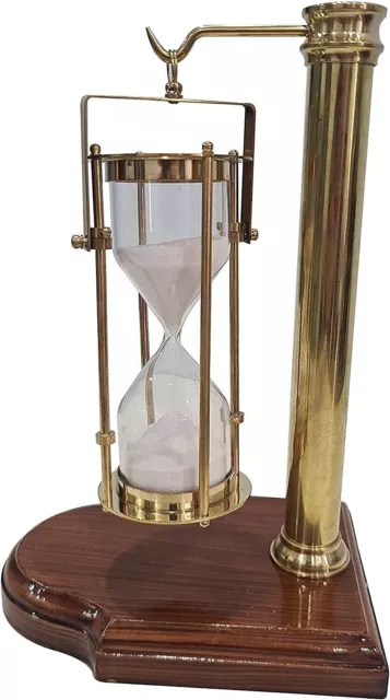 Vintage Hanging Style Sand Timer with Wooden Stand Hourglass Desktop Accessory