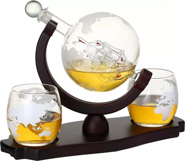 juego de jarra de whisky globo con 2 jarrones licor de barca antiguo juego decoración 2