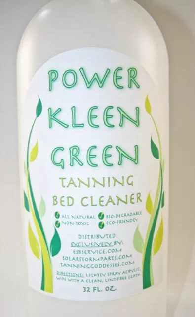 32oz Tanning Bed Acrylic Ceaner Spray Bottle Power Kleen Green Plastic Cleaner
