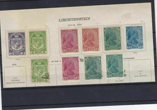 Liechenstein 1917 Mounted Mint + Used Stamps  Ref: R7059