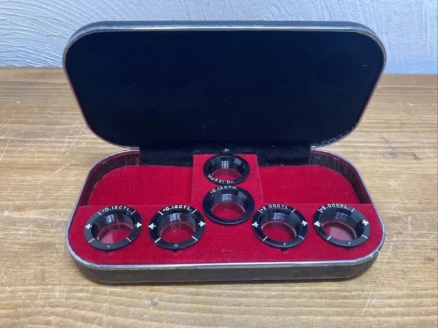 Vintage American Optical Phoropter Lens and Cylinder Kit 6 Lenses Made In USA