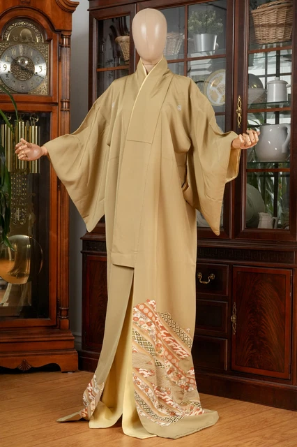 Dear Vanilla Japanese Silk Tomesode Kimono Women's Authentic Japan Made Vintage