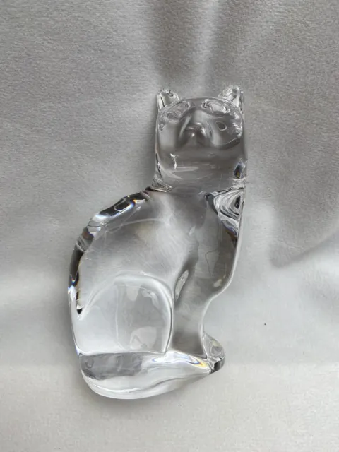 Orrefors Sweden Art Glass Crystal Cat Figurine Paperweight 5 in