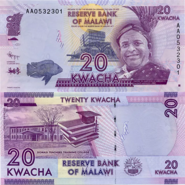 Malawi 20 Kwacha (1.1.2012) - Central Bank Building/Teacher's Colleges p-57a UNC