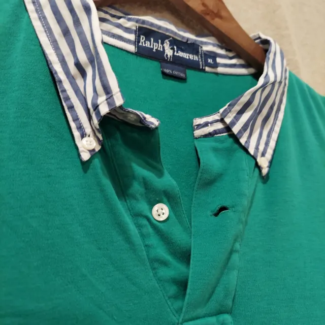 Ralph Lauren Polo Shirt Men's XL Green Golf Rugby Pony Dress Collar /5