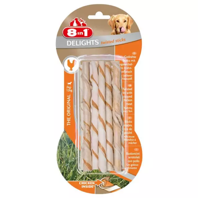 8in1 Delights Twisted Bâtons 10 Pièce, Friandise pour Chien, Neuf