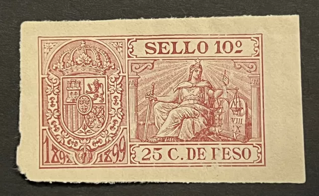 Travelstamps: 1899 Philippines Imperforate Stamps  25 C. de Peso Mint NGAI