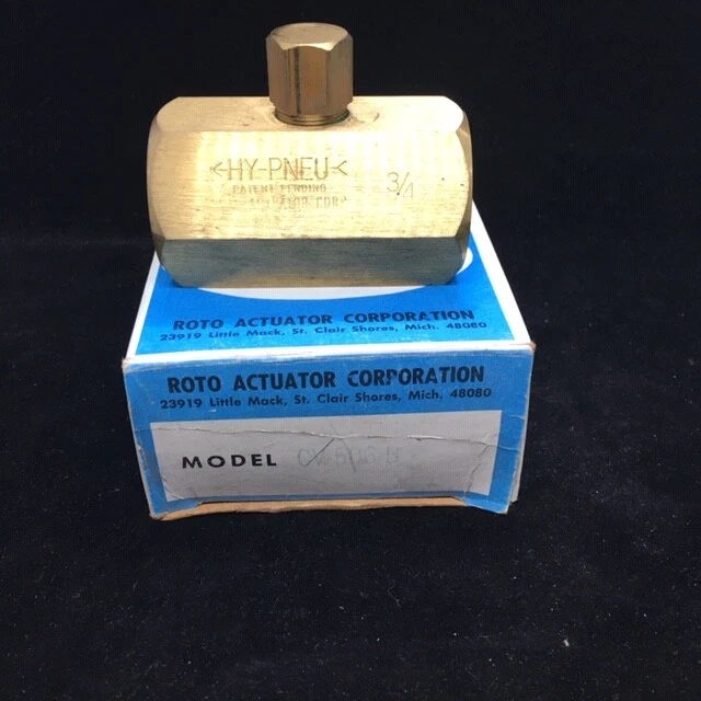 Parker Roto Actuator Hy-Pneu Flow Control Valve 3/4", Brass CV-506-B