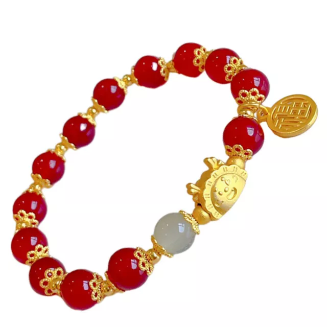 Red Crystal Men and Women Chinese Zodiac Dragon Bracelet Amulet