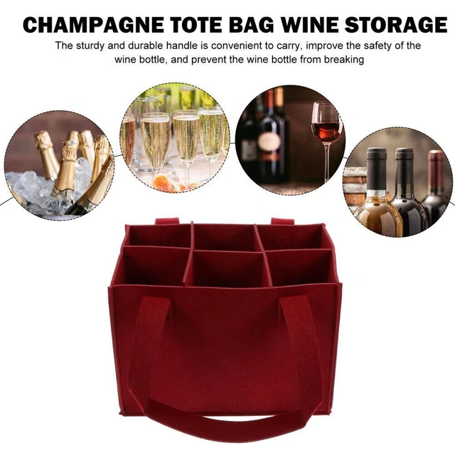 Bolso de mano portátil con botella de vino caja de fieltro 6 botellas bolsa de vino bolsas de regalo