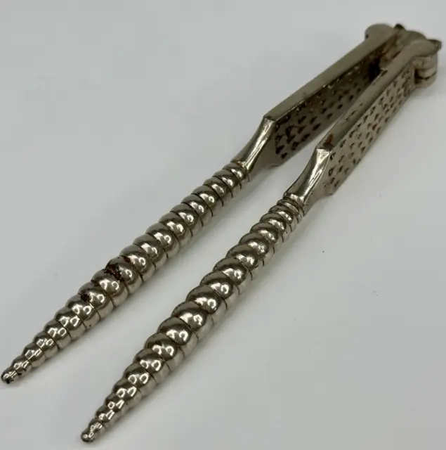 Antique French Pair Of Traditional Plated Cast Iron Double Jointed Nut Crackers