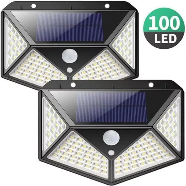 2 pack lampe solaire extérieur 100 led éclairage Lumière Détecteur de Mouvement