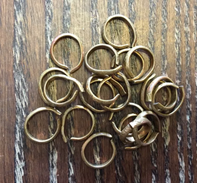 Vintage M Haskell Brass Engraved Texture Open Circle Bead Links Connectors Lot