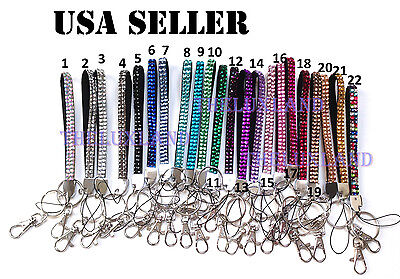 New Rhinestone Bling Crystal Cell Phone Holder and Key Chain Wristlets Lanyard