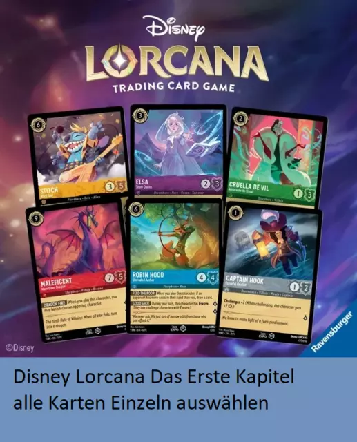 Disney Lorcana TCG : Das Erste Kapitel Deutsch einzel Karten NON HOLO