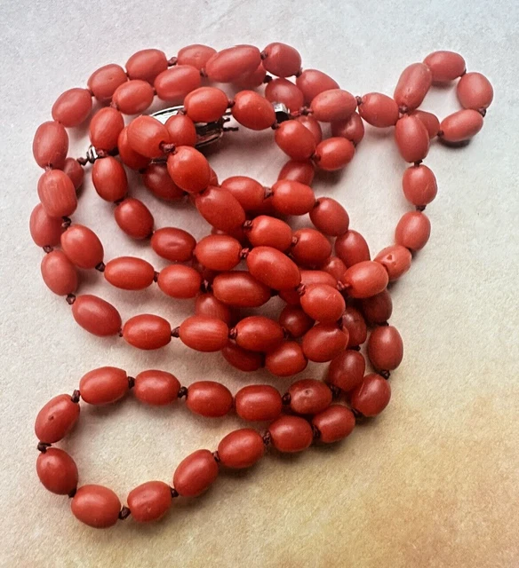 Collana Da Donna Cm 88 Corallo 8 Mm Rosso Intenso Perle Coltivate NUOVA - Foto 2