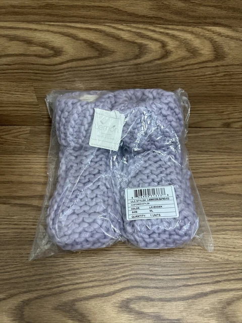 ANTHROPOLOGIE LEMON SLIPPERS Womens M L Size 8 10 Gray Hand Knit