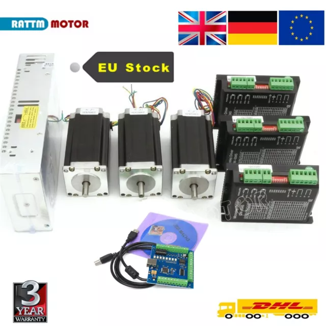 「GB」 3 Axis CNC Kit Nema 23 Stepper Motor 425oz-in Driver USB MACH3 Control Card