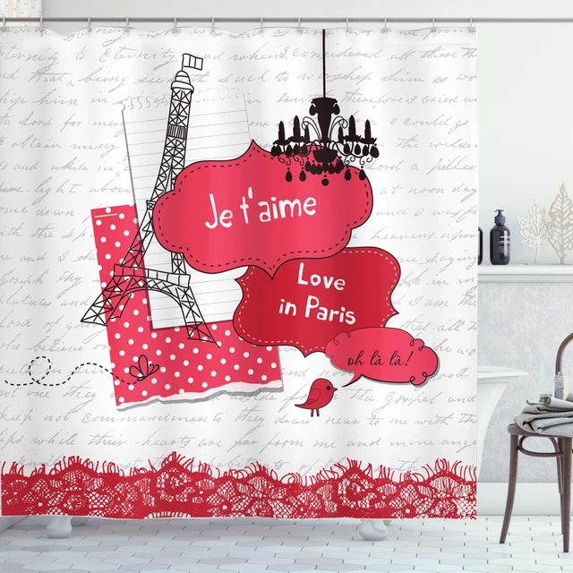 ABAKUHAUS PARIS Parure Housse De Couette Eiffel JE T'AIME Doodle, Parure De Lit 3 Pièces Avec 2 Taies D'Oreillers, 230x220cm-70x50cm, Noir Blanc