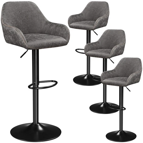 2 tabourets de Bar Hauts avec Dossier en SimiliCuir pivotants Hauteur réglable