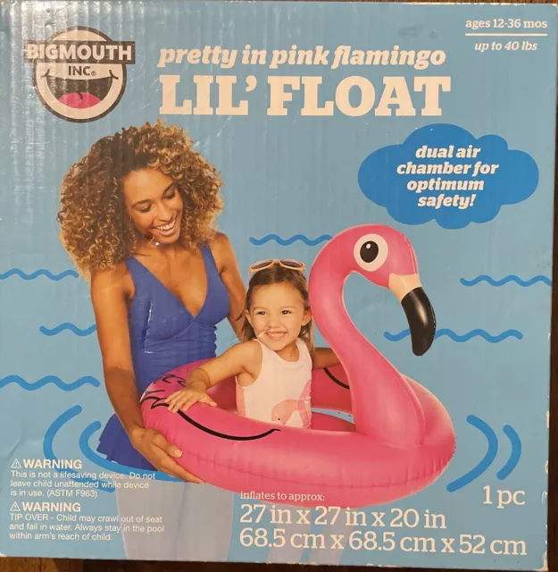 BIG MOUTH LIL' FLOAT Pretty in Pink Flamingo Ages 12-36 Mths Up to 40lbs  NEW