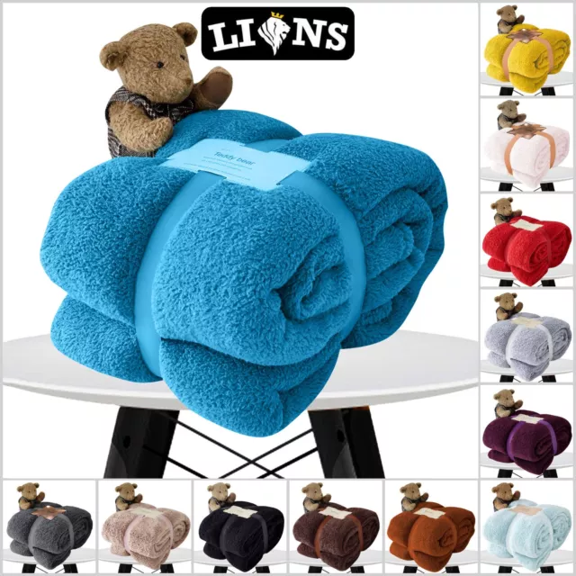 Ultra Soft Teddy Bear Fleece Throw Warm Cosy Large Sofa Over Bed Cuddly Blankets