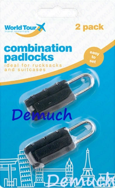 New 2 Pack 3 DIGIT DIAL COMBINATION PADLOCK Luggage Suitcase Lock Travel Bag UK✔