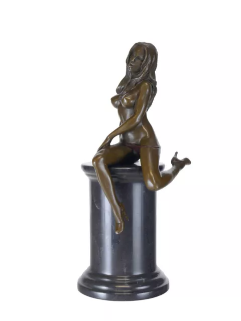 Bronze Figur Skulptur weiblicher Akt auf edlem Marmorsockel H: 30 cm (10195)