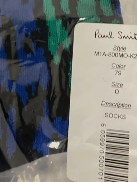 $30 Paul Smith Men's Black Blue Bristol Camo Crew Italy 1-Pair Socks One Size 2