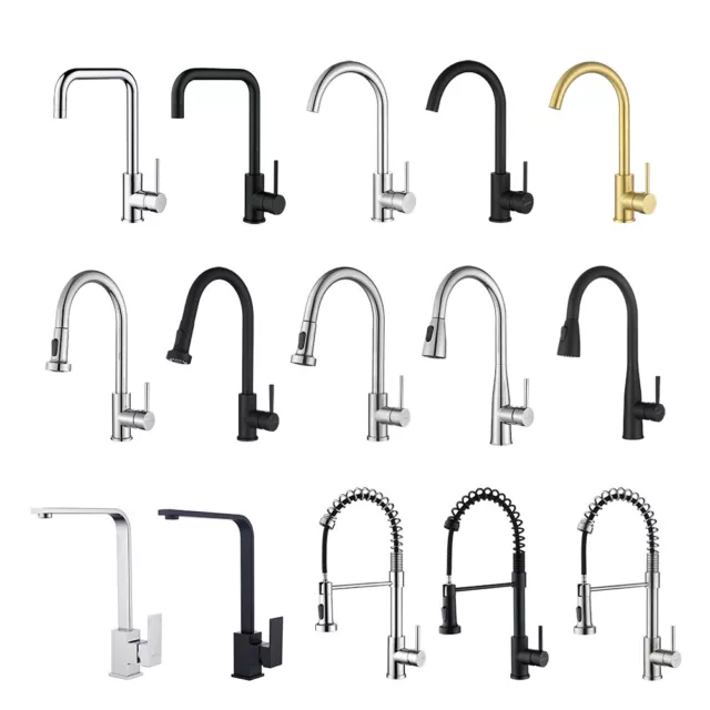 Decaura Kitchen Mixer Tap 360° swivel Sink Faucet Taps Chrome/Black/Gold/Brushed