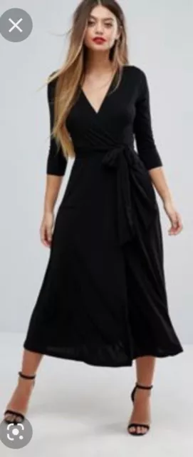 ASOS Wrap Maxi Dress in Jersey Crape Black Size 14 3