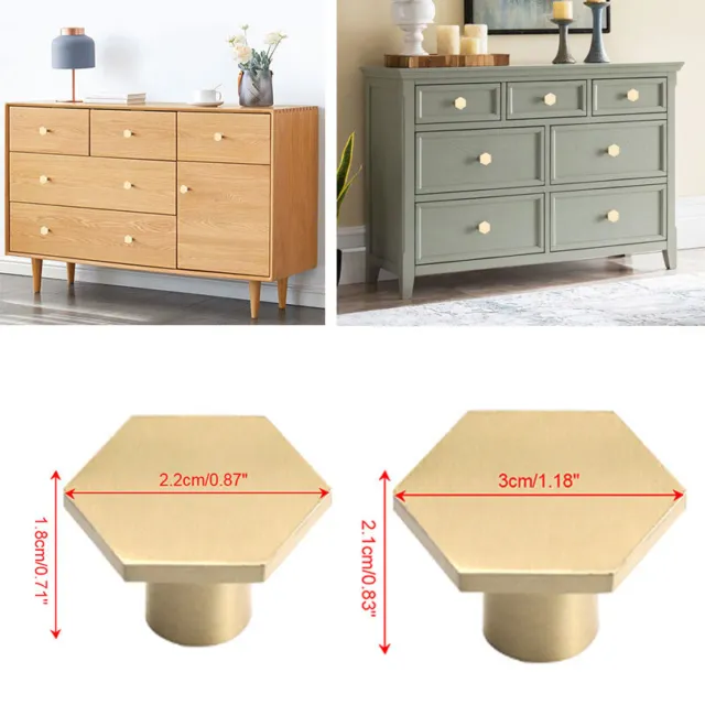 Gold Hexagon Knobs Cabinet Door Pull Handle Dresser Drawer Furniture Knob