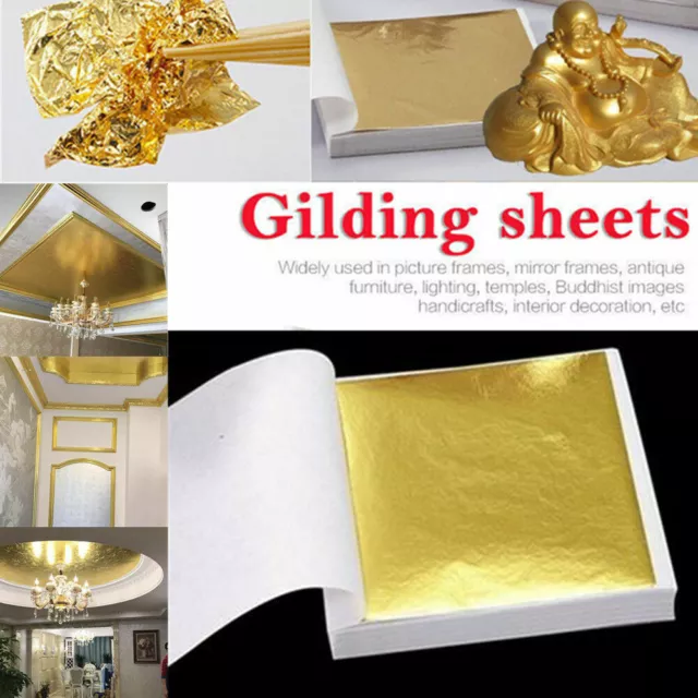 100 x Blatt Gold DIY Folie Blatt Papier Dekor essbare Vergoldung Handwerk DE