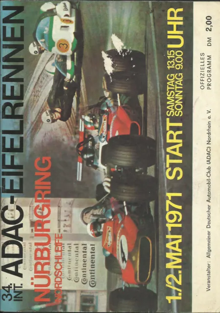 Int.ADAC Eifelrennen Nürburgring 1971 Programmheft