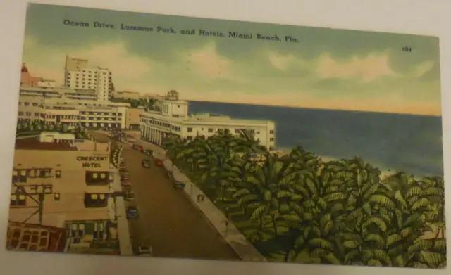 1 Vintage Ocean Drive Lummus Park and Hotels Miami Beach Florida postcard
