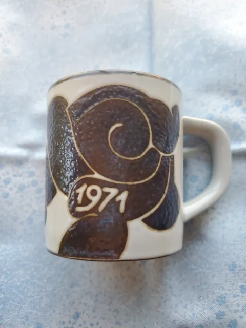 Vintage Royal Copenhagen 3” Small 1971 Annual Mug Denmark Fajance, Marked