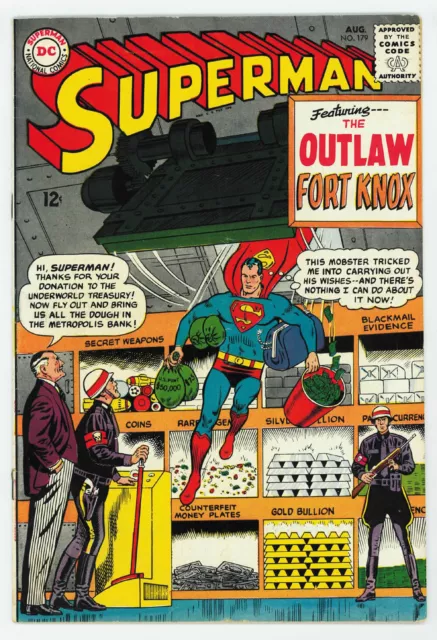 Superman #179 4.5 "Outlaw Of Fort Knox" Gold Kryptonite App Ow Pgs 1965