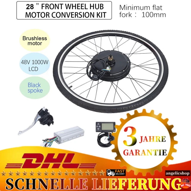 FAHRRAD EBIKE UMBAUSATZ 48V 1000W 28" Frontmotor Motor Kit Conversion