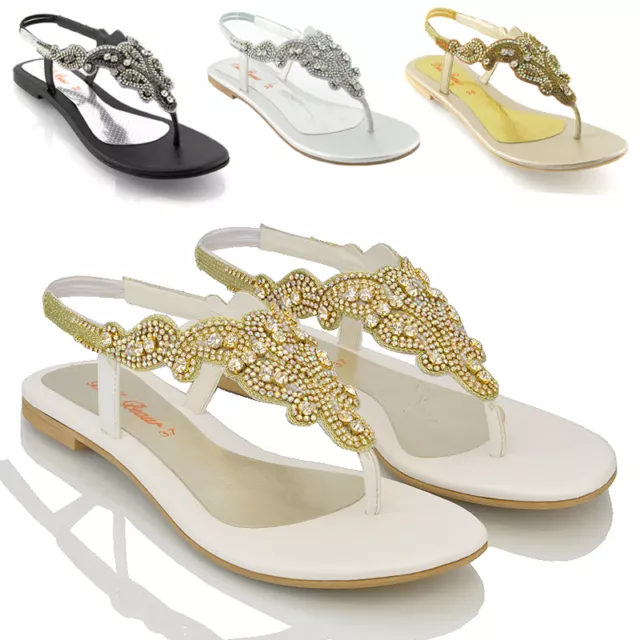 Diamante toe on sale post flat sandals