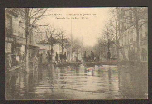 LA VARENNE (94) ATTELAGE & COMMERCE ,INONDATION en 1910