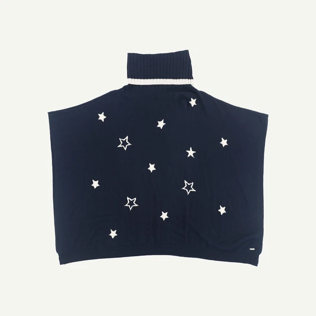 Joules Womens Navy Poly blend Turtle neck Sleeveless Cardigan Size S