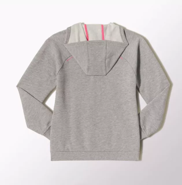 Felpa con cappuccio Adidas Ragazze LG RI Cerniera Intera Junior Gioventù - Grigio/Rosa M66845 2