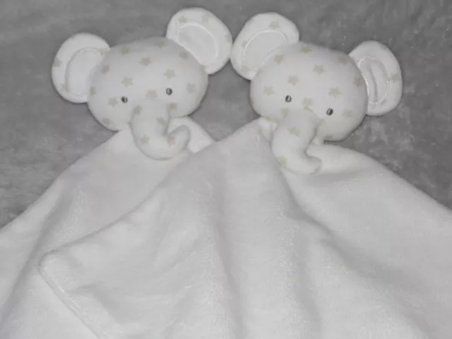 Asda elephant comforter soft toy TWO George white blankie stars