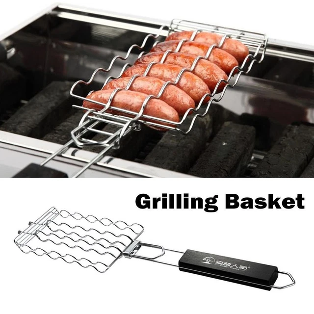 BBQ MESH GRILL Nonstick Portable Grilling Kebab Fish Meat Basket