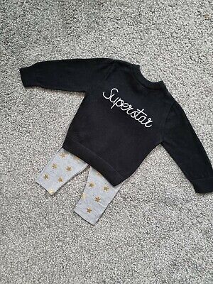 Baby Girls Superstar Outfit 3-6 Months Black Jumper Leggings Stars casual x