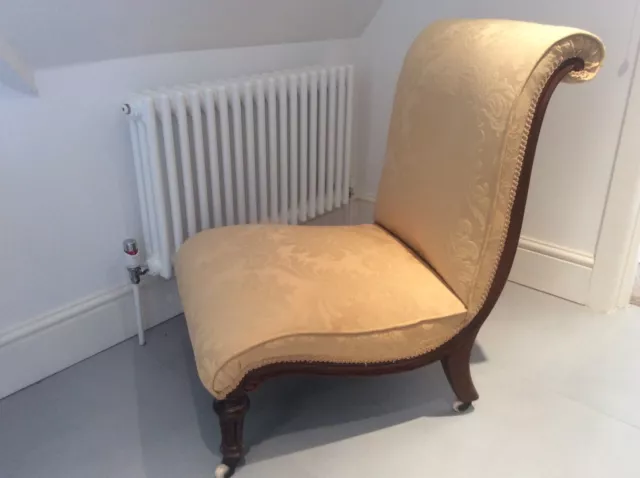 Victorian Upholstered Scroll Back Chair