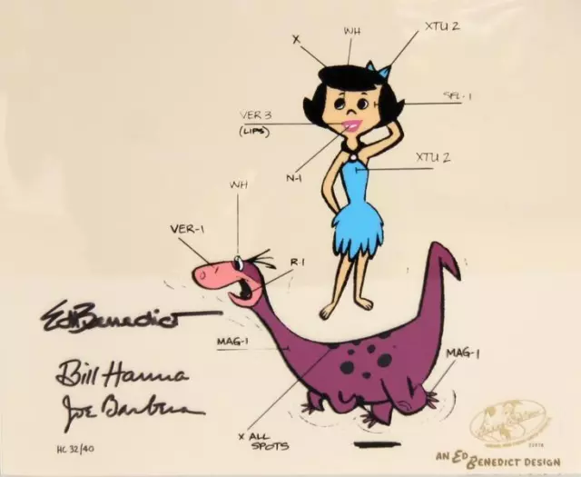 Hanna-Barbera, The Flintstones - Betty and Dino Model Sheet, Hand-Painted Cel, s