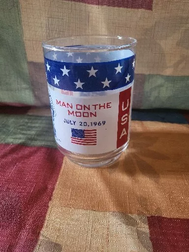 Apollo 11 Collectible Drinking Glass "Man On The Moon" ~ July 20, 1969 ~ 4" Tall